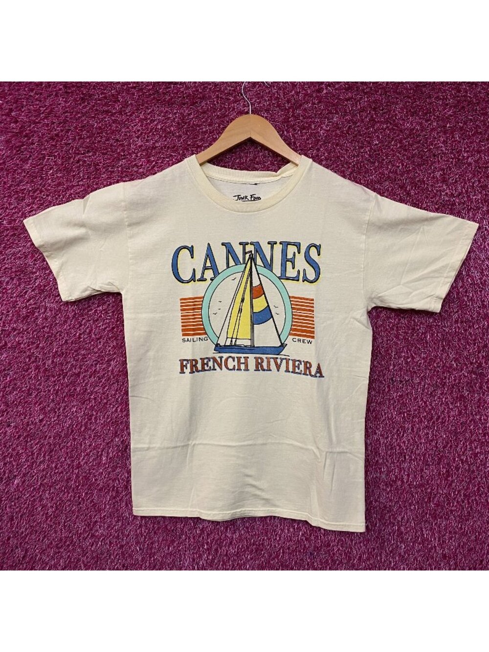 Junk Food Cannes Sailing Crew French Riviera Graphic T-Shirt Small